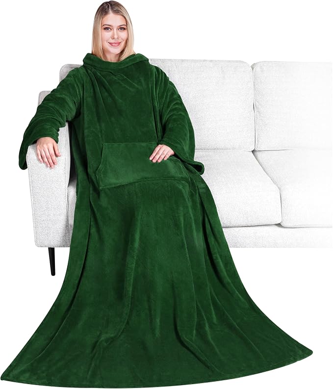 PAVILIA Blanket with Sleeves for Adult Women Men, Soft Warm Wearable Blanket Fleece Wrap Throw, Robe Blanket Gift by PAVILIA