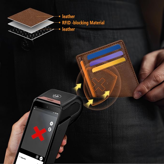 Travelambo Slim Minimalist Wallet for Men, RFID Blocking Credit Card Holder, Front Pocket ID Card Case, Gifts for Men, Husband, Boyfriend, Teenage - Image 4