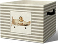 Rustic Golden Retriever Airplane Storage Bins Boxes Handles | grey striped nursery foldable basket for organizing bedroom toddler playroom by Unknown