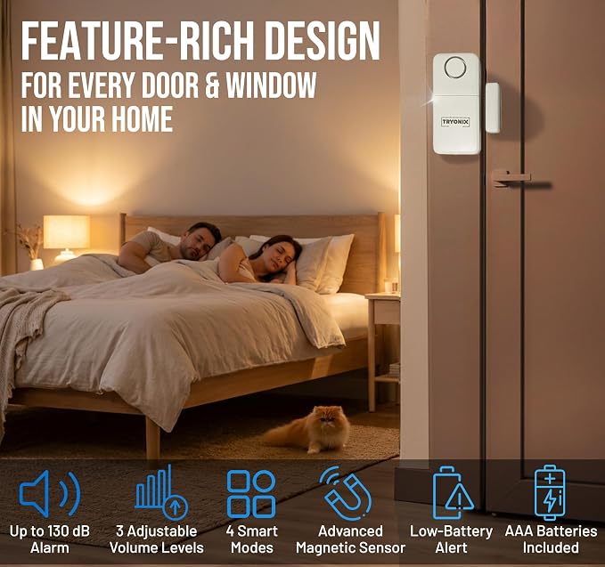 Door Alarms When Opened for Kids & Elderly– 130 dB Loud Door & Window Alarm, 1.2” Wide Gap Sensor, Instant & Delay Alerts, 3 Volume Levels, AAA Batteries Included, Low Battery Alert, 1 Pack - Image 10