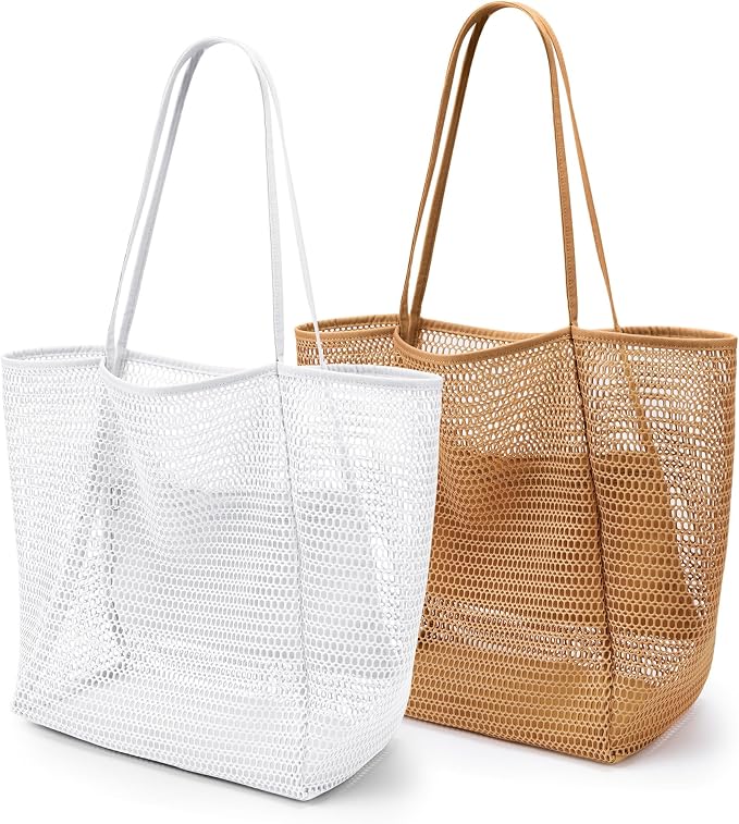 KALIDI Beach Mesh Tote Bag, Casual MAX 23L Summer Foldable Hobo Bag Women | Sandproof Widen Strap Large Shoulder Bag For Lake Pool Vacation Travel Picnic Grocery Market Shopping Carrier by KALIDI
