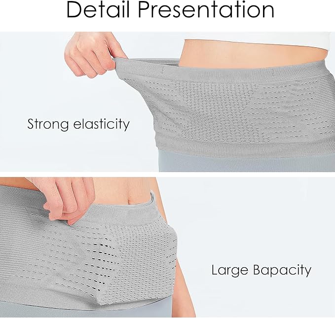 Slim Running Belt, No-Bounce Hidden Waist Pack with 360° Opening for Soft Flask, Cellphones, Keys or Gels, Grey, Small - Image 6