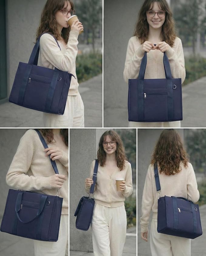 Work Tote Bag for Women, Lightweight Puffer Tote Crossbody with Zipper | Travel Utility Tote Multi-Pocket, RFID Pocket, Large Capacity, Luggage Sleeve, Shoulder Bag for Office, Daily, Gym, Teacher - Image 2