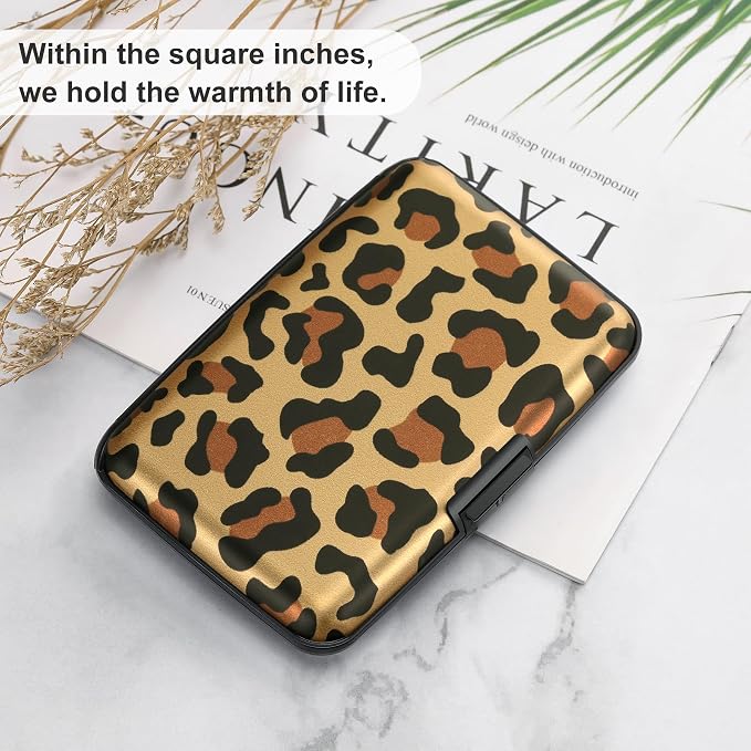 Mini RFID Aluminum Wallet Credit Cards Holder Business Card Case Metal ID Case for Men Women（Leopard - Image 6
