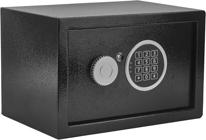 0.43 Cu Ft Steel Security Safe Box with Digital Lock Keypad | Electronic Safe Comes With 2 Emergency Keys, Ideal For Storing Cash, Jewelry & Documents At Home, Office And Hotel，Black by Unknown