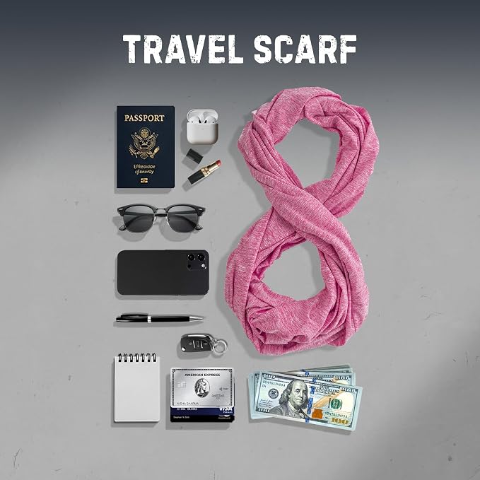 Zero Grid Infinity Travel Scarf Loop with Hidden Zipper Pockets for Passport, Phone, Cash, Cards - Image 7