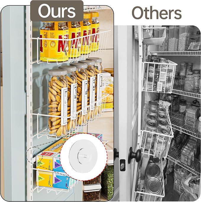 Delamu Adjustable Cabinet Door Organizer, 6-Tier Hanging Spice Rack Organizer, Metal Over the Door Pantry Organizer, Pantry Organizers and Storage Shelves for Kitchen Bathroom Laundry Room, White M - Image 5