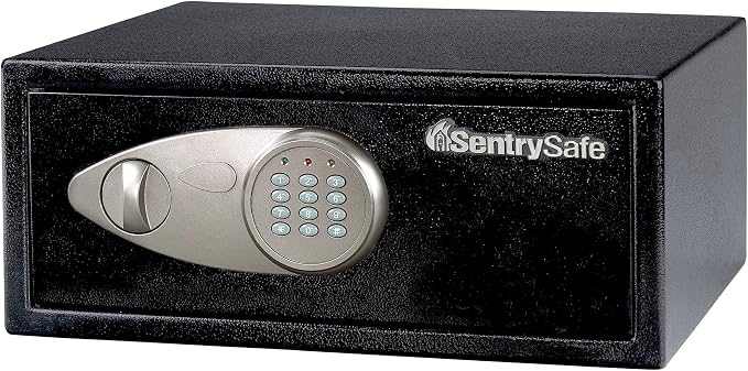 SentrySafe Shelf Safe with Digital Keypad Lock, Steel Safe with Interior Lining and Bolt Down Kit for Money, Jewelry, 0.78 Cubic Feet, 7.1 x 16.9 x 13.8 Inches, X075 by SentrySafe