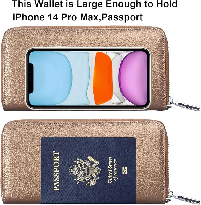 Small Compact Women Wallet RFID Blocking Genuine Leather Bifold Purse with ID Windows - Image 5