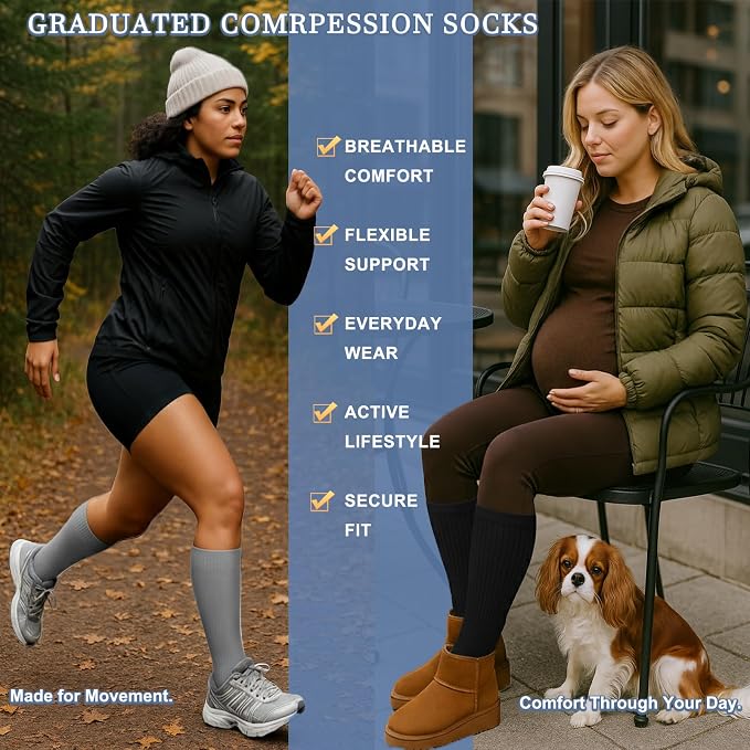 Sooverki Compression Socks for Women and Men Circulation (3/4 Pairs) is Best Support for Running Athletic Cycling Hiking - Image 4