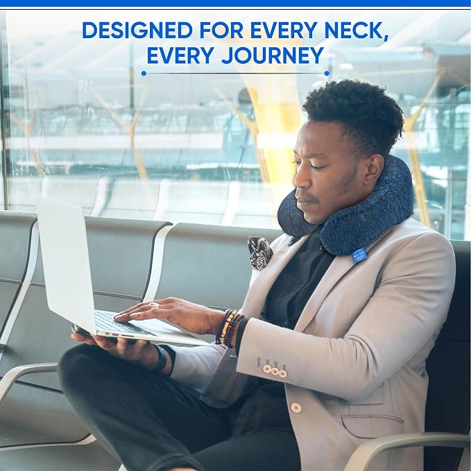 W.S. Sells Travel Neck Pillows for Airplanes - Pure Memory Foam with Ergonomic Design & Breathable Fabric - Travel Pillows for Airplanes & Cars - Set of Travel Essentials with Sleep Mask & Ear Plugs - Image 7