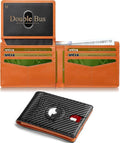 Wallet for Men Slim RFID Blocking Bifold Carbon Fiber,Minimalist Small Compact Front Pocket Credit Card Holder,Thin Mens Leather Wallets Smart Security With 2 ID windows 1 Cash (Black & Orange) by Unknown