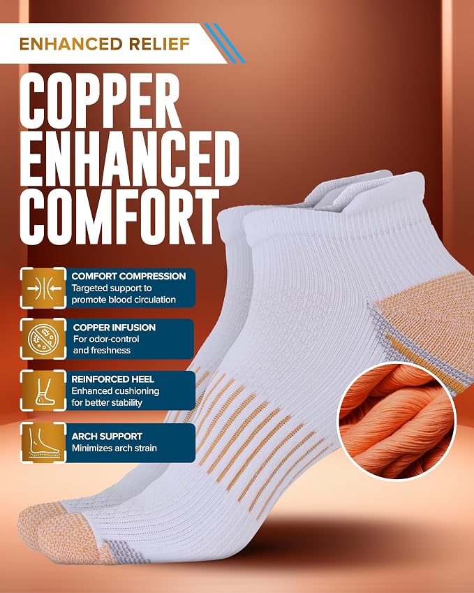 Doctor's Select Copper Ankle Compression Socks for Women and Men - 4 Pairs | Athletic Running Plantar Fasciitis Socks - Image 3