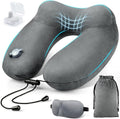 Inflatable Travel Neck Pillow for Airplanes, Super Soft Velvet Neck Support, Adjustable Firmness, Blow Up Plane Pillow for Long Flights, Road Trips, Travel Essentials with Eye Mask, Earplug by UROPHYLLA