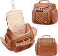 Large Leather Toiletry Bag for Women Men,Bathroom Bag,Water Resistant Shower Bag,Makeup Bag,Portable Shower Caddy for College Dorm,Hanging Travel Toiletry Bag with Transparent Waterproof Phone Pocket by Tealari