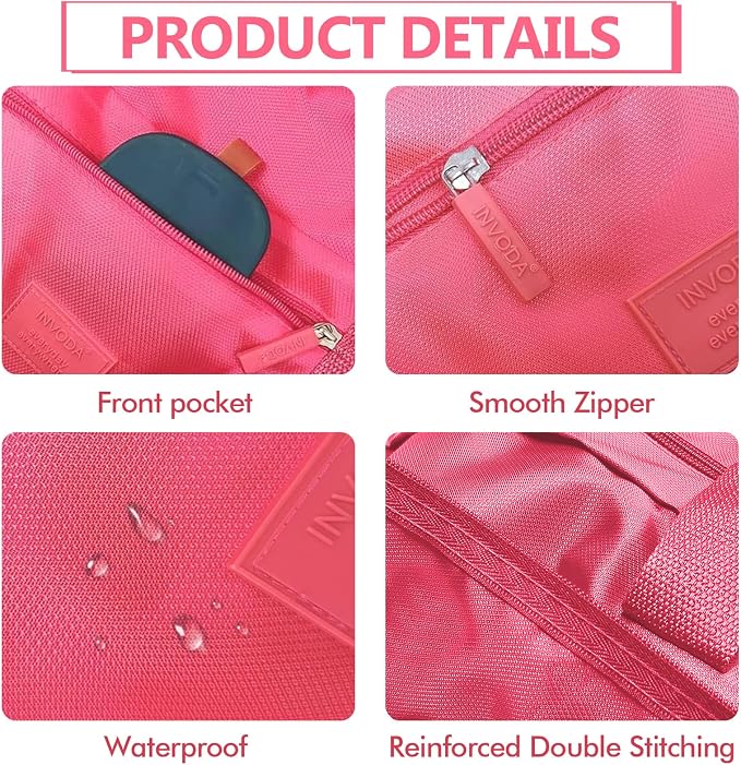 Travel Duffel Bag 2 PCS Carry on Luggage Bag Foldable Travel Tote Bag Waterproof Sports Gym Bag Lightweight Large Weekender Overnight Bag for Women and Men (Blue+Red) - Image 3