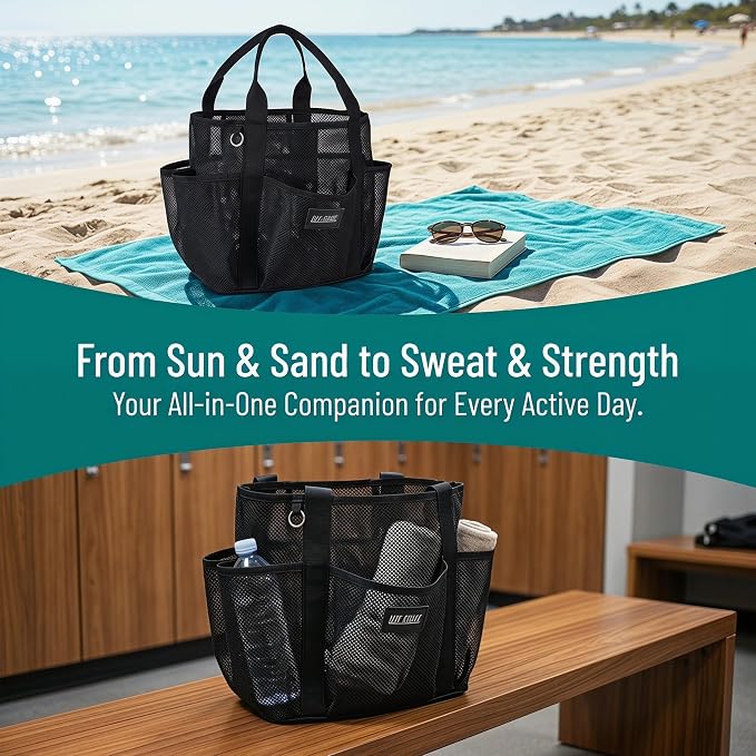 Mesh Beach Bag tote for women men cruise travel essentials swim pool towel bag for family vacation foldable must haves | foldable - Image 5