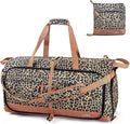 Lekesky Foldable Travel Duffel Bag for Women, 80L Large Duffle Bag with Separate Shoes Compartments & Straps, Carry On Weekend Bag for Women, Hospital, Overnight(Leapord) by LEKESKY