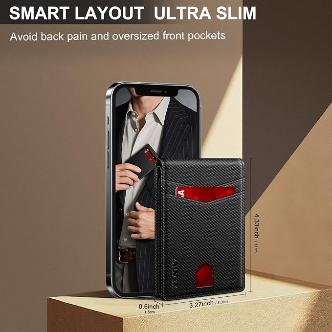 Wallet for Men Slim RFID Blocking Leather Credit Card Holder Wallet for 14 Cards, Bifold Minimalist Thin Wallet with 2 ID Windows & Cash Slot, Front Pockt Carteras Para Hombres, Birthday Gifts for Men | 14 Cards Bifold Minimalist Thin Wallet with 2 ID ... - Image 5