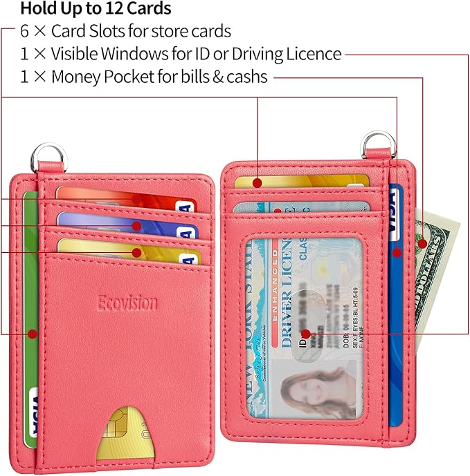 Slim Minimalist Front Pocket Wallet, RFID Blocking Credit Card Holder Wallet with Detachable D-Shackle for Men Women - Image 5
