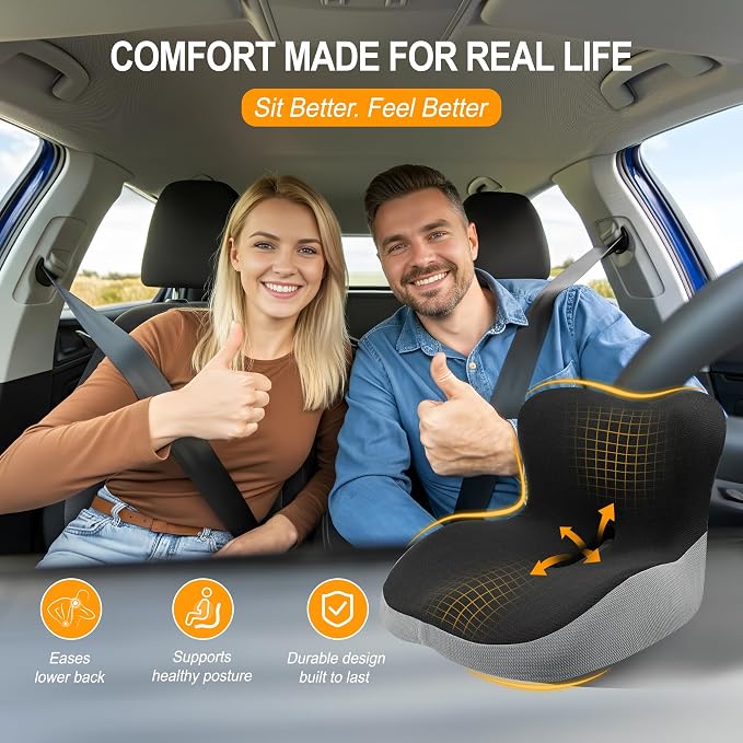 Allaboutsla Car Seat Cushion with Lumbar Support Pillow, Car Back Support | L-Shaped Ergonomic Memory Foam Seat Cushion, Car Seat Cushions for Driving, Driver Cushion and Back Support for Car, B&G - Image 9