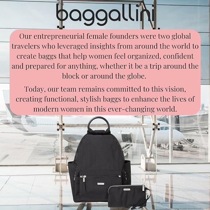 Baggallini womens New Classic "Heritage" With Rfid Phone Wristlet All Day Backpack, Black, One Size US - Image 8
