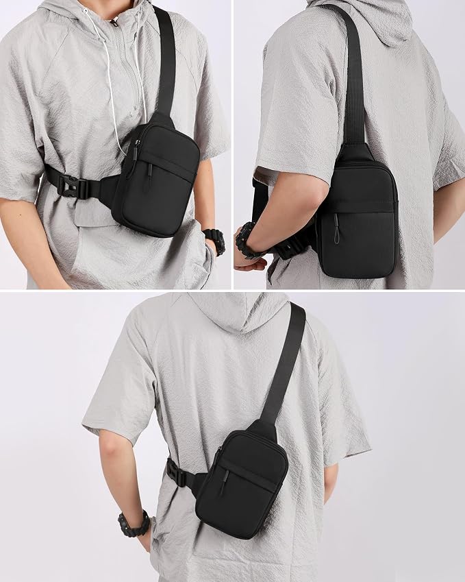 Peicees Travel Sling Bag for Men Small Crossbody Bag Anti Theft | Mini Chest Bag, Passport Bag, Water-resist Oxford, Pickpocket Theft Proof, 2.2L Compact Size, Adjustable Strap - Image 7