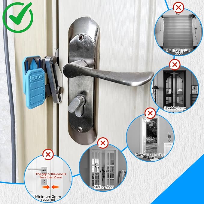 Retractable Portable Door Lock，Automatically adapts to Doors of Different Sizes，Suitable for Travel Hotels Apartments Universities，1 Pack - Image 7