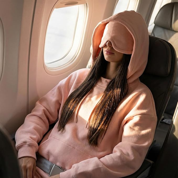 Ainangua Womens Oversized Pullover Essentials Hoodie with Eye Mask Comfor Airplane Mode Travel Office Vacation Sweatshirt - Image 2