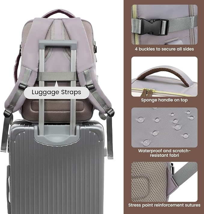 LOVEVOOK 50L Travel Backpack Carry On Airline Approved, Large Backpack with 3 Packing Cubes, TSA Travel Essentials Carry On Bag, Waterproof Weekender Overnight Luggage Daypack, Fits 18 Inch Laptop - Image 5