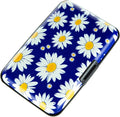 Credit Card Holder for Women Men RFID Blocking Wallet Small Business Metal Slim Mini Aluminum Hard Case (White Flowers Chamomile) by Kaabao