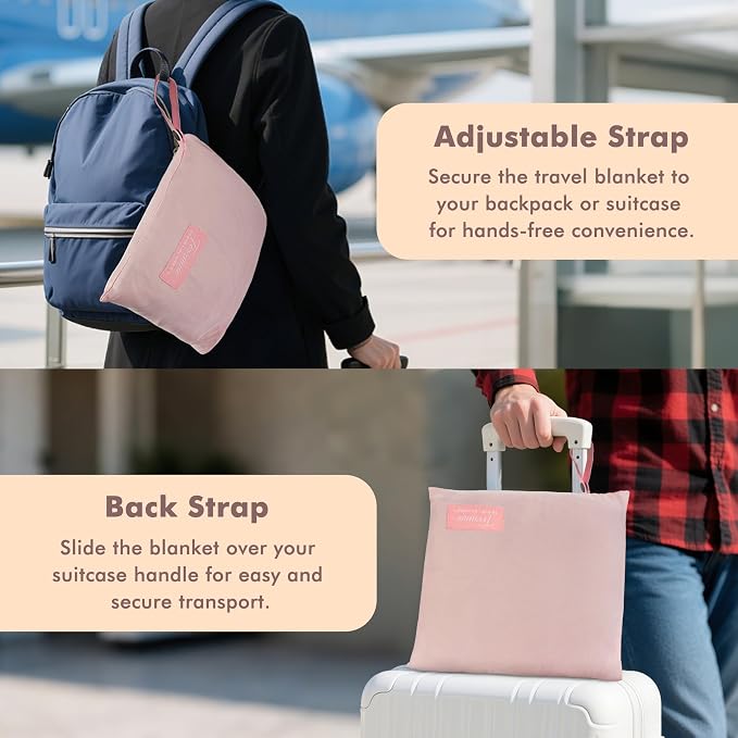 Tirrinia Travel Blanket Airplane Office Poncho 4 in 1 Premium Cozy Fleece Portable Poncho Blankets with Built-in Bag, Pocket - Image 3
