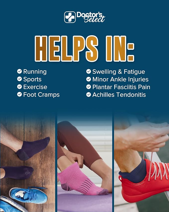 Doctor's Select Copper Ankle Compression Socks for Women and Men - 4 Pairs | Athletic Running Plantar Fasciitis Socks - Image 4
