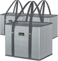 BALEINE 3PK Reusable Grocery Bags, Heavy Duty Shopping Tote Bag | 12'' Long Handles, Reinforced Bottom Keeps Upright, Fold Flat Storage, Water-Resistant Shopping Bag, Multiple Color Options by BALEINE