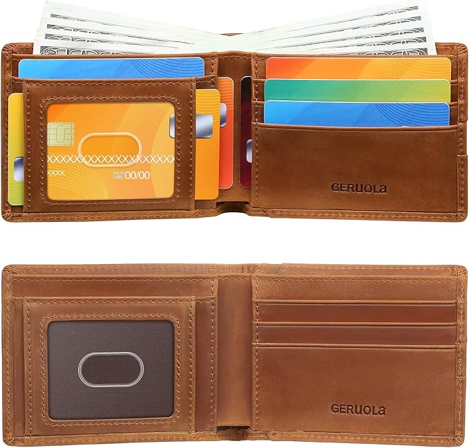 Wallet for Men-Genuine Leather RFID Blocking Bifold Stylish Wallet American Flag Wallet With 1 ID Window (Brown, Without ID Window) - Image 7