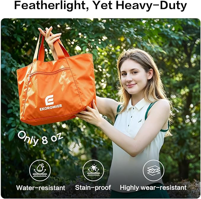EKOROMIER Dual-Handle Expandable Tote Bag,Ultra-Lightweight Travel Bag | Expandable 30L-50L waterproof handbags & wear-resistant shopper. Perfect weekender, carry on, gym or beach bag. - Image 4