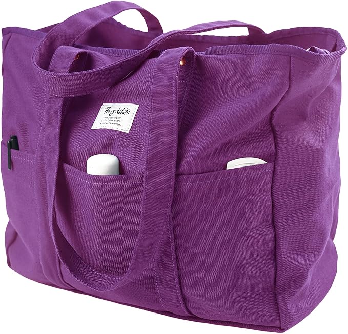 Bagelite Extra Large Canvas Tote for Women Men, Utility Work Bag with Zipper by Bagelite