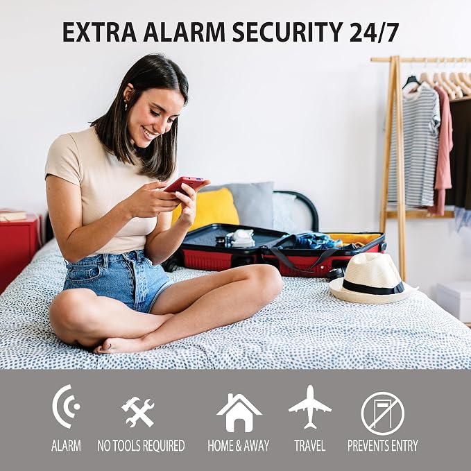 Goldy Lock Portable Alarm and Hotel Door Lock for Home & Travel Security. Door Safety Lock from the Inside of Home, Apartments, Hotel Rooms, College Dorms, and Rentals. | Safety, Portable Privacy Protection & Reinforcement Device for Traveling, Hotels,... - Image 7