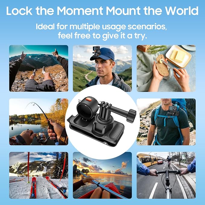 Camera Clip for Backpack Strap Mount,Adjustable Backpack Camera Mount with Multi-Function Adapter,Hands-Free POV Mount for GoPro,DJI Osmo,Insta360(Carbon Black)(No Selfie Sticks & Cameras) - Image 4