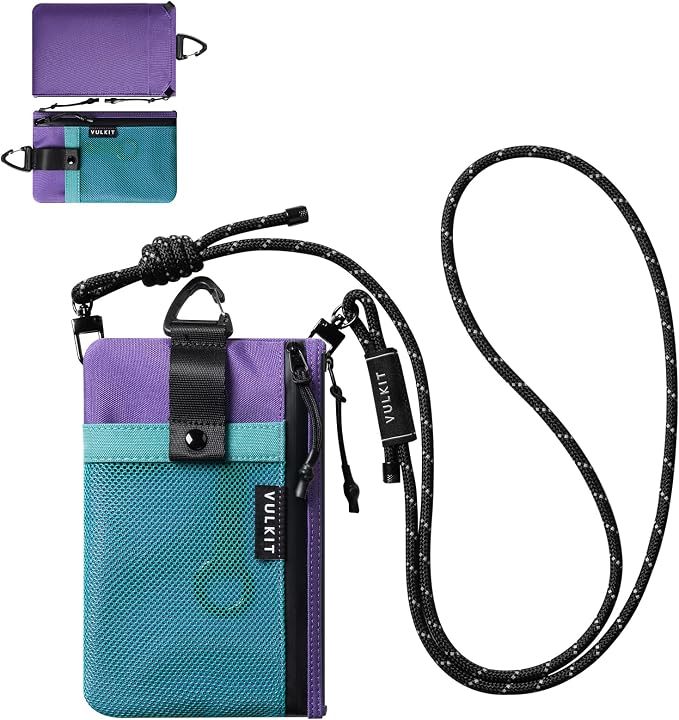 VULKIT RFID Blocking Travel Wallet for Women, Water Resistant Passport & Phone Holder with Detachable Lanyard and Key Ring, Lightweight Zipper Travel Wallet by VULKIT