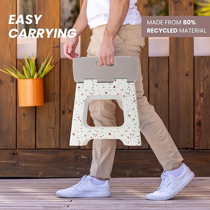 Vigar Compact Folding Step Stool, 10-1/2 Inch, Terrazzo Body | For Adults, Lightweight Portable Stool with Handle, Non Slip, Space Saving, up to 330 lb - Image 7