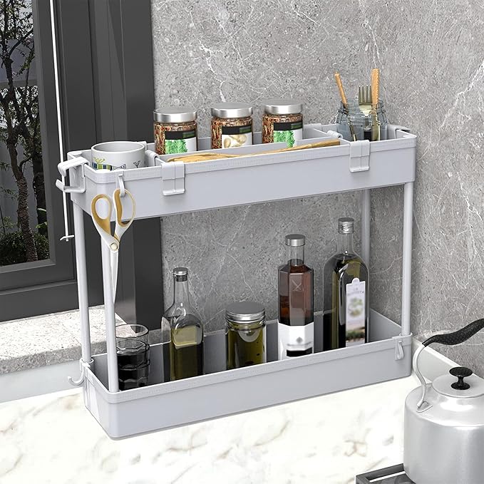 2-piece Set Slim Storage Cart 3 Tier,Bathroom Organizer Rolling Utility,Mobile Shelving Unit Slide Out for Office, Kitchen, Laundry Room & Narrow Places - Image 3