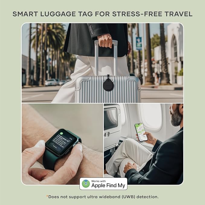 Satechi FindAll Luggage Tag, Find My Compatible, TSA-Friendly, Black | Bluetooth Tracker, airport tracking, left-behind alerts, loud audible chime, wireless rechargeable, for iPhone, iPad, Mac - Image 3