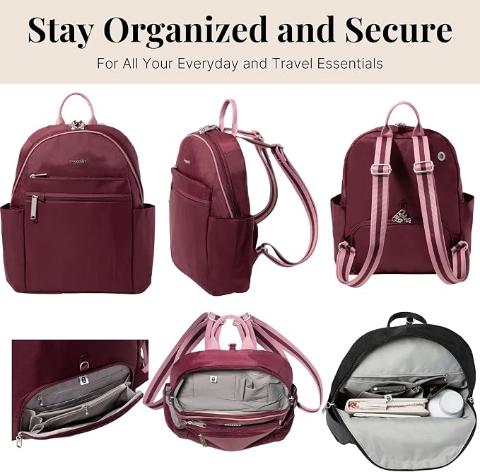Baggallini Securtex® Anti-theft Vacation Travel Backpack 10x13 Daypack w/Locking Zippers & RFID Wallet Slash-Resistant - Image 5