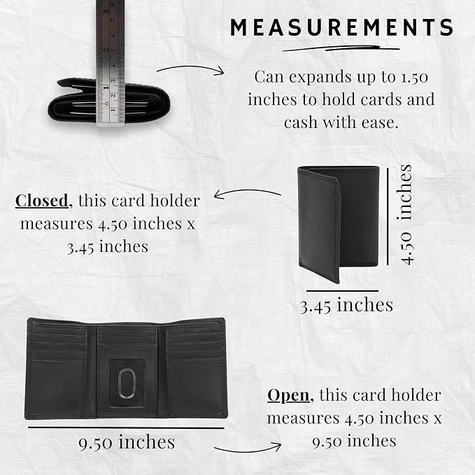 AG Wallets RFID Blocking Wallet for Men - Trifold Minimalist Slim Wallet with 10 Credit Card Slots & 3 Side Slots - 100% Genuine Leather Travel Wallet - Secure Compact Wallet - Black - Image 3