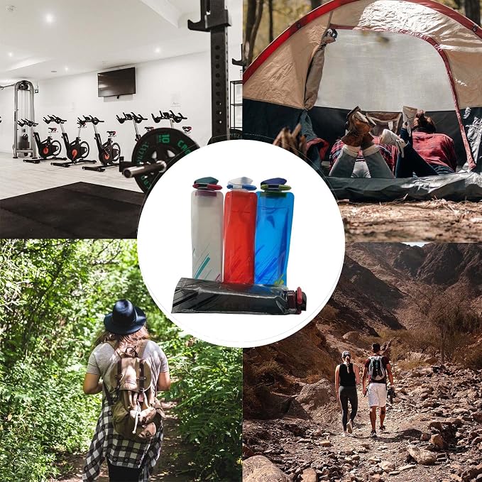4 Pack 25oz Collapsible Water Bottles, 4 Colors Reusable Leakproof Water Bags for Drinking, Foldable Flat Water Bottles with Clasp for Outdoor Sports Camping Traveling Biking - Image 7