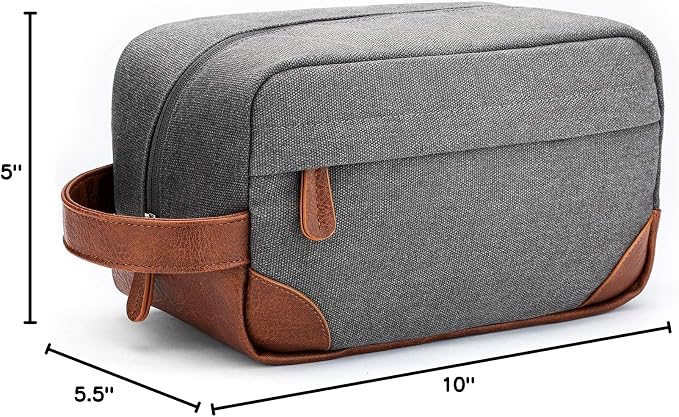 Vorspack Canvas Travel Toiletry Bag for Men, Medium, Light Grey | Water-Resistant Travel Bag for Toiletries, Large Capacity, Organized Compartment, Suitable for Shaving, Grooming, Accessories - Image 8