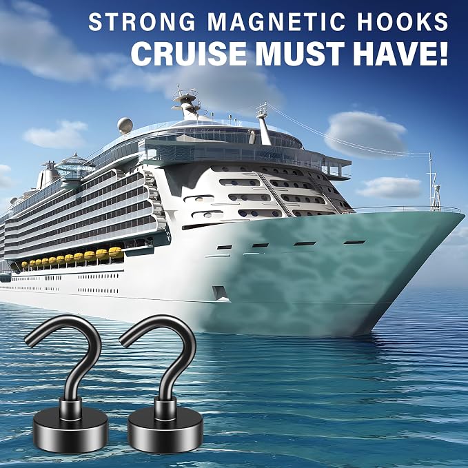 FINDMAG Black Magnetic Hooks for Cruise Cabins, 10 Pack 30LB+ Magnet Hooks | Heavy Duty Magnetic Hooks for Fridge, Classroom, Kitchen, Grills, Office, Locker, Metal Hooks for Cruise Ship Walls - Image 2