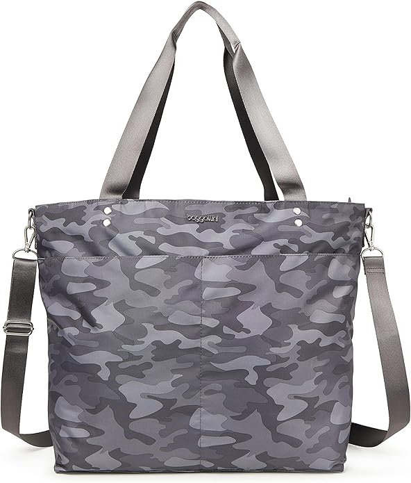 Baggallini Carryall Tote - Lightweight Nylon Zipper Top Weekender Travel Beach Bag w/Luggage Sleeve by baggallini