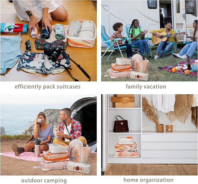 6 Pcs Compression Packing Cubes for Travel, Waterproof Luggage Organizer Washable Storage Bags Set - Packaging Cubes for Backpack Travel and Carry-Ons - Image 7